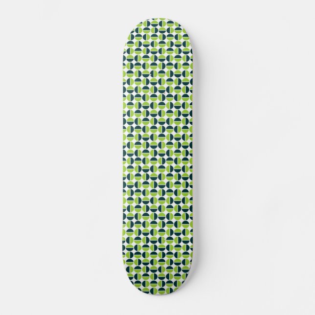 Rotating Circles - Shades of Green Skateboard (Front)