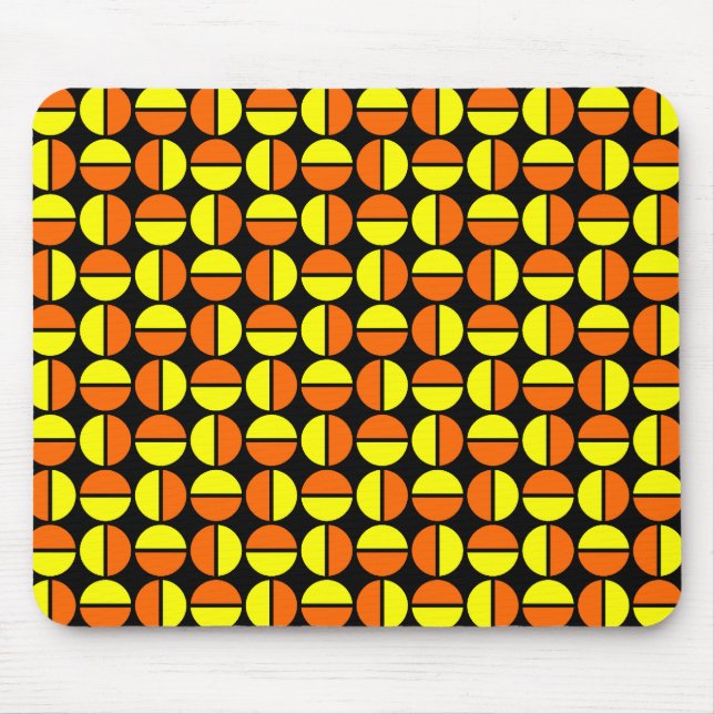 Rotating Circles - Yellow and Orange on Black Mouse Mat (Front)