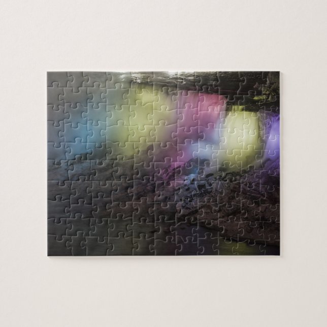 Rotating coloured light display on American Falls Jigsaw Puzzle (Horizontal)