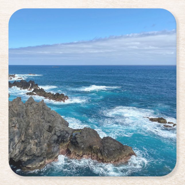 Rotating in the sea square paper coaster (Front)