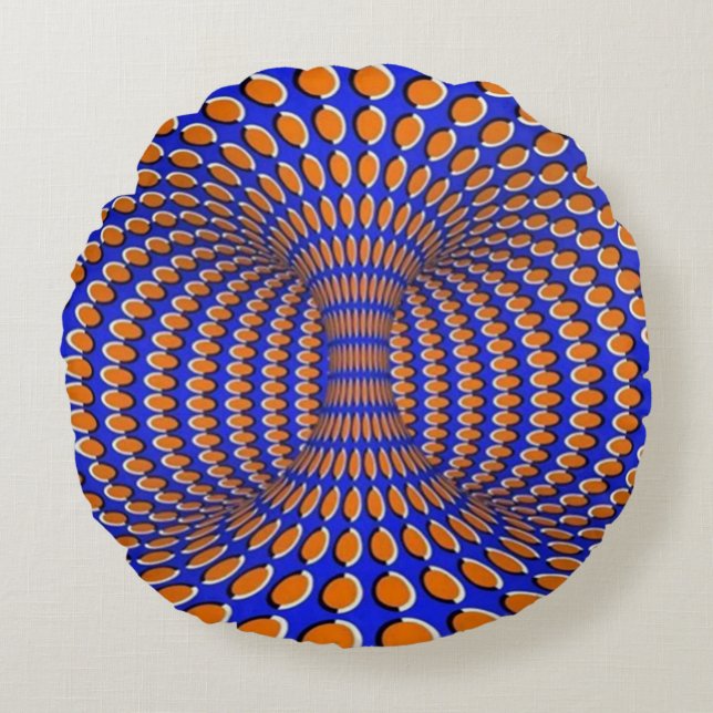 Rotating Vortex Optical Illusion Round Cushion (Front)