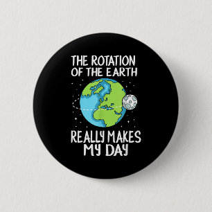 Rotation Of The Earth Makes My Day Funny Science 6 Cm Round Badge
