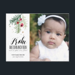 Rote Beeren | Frohe Weihnachten | Postkarte Holiday Postcard<br><div class="desc">Weihnachtskarte modernes Design mit Zeichnung</div>