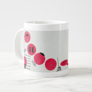 Rote, lustige Brechpunkte auf einer Tasse Large Coffee Mug