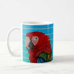 Roter Ara Papagei Gouache Malerei Coffee Mug
