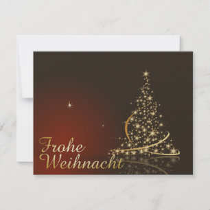 Rotes Weihnachtsmotiv mit goldenem Weihnachtsbaum Invitation