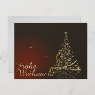 Rotes Weihnachtsmotiv mit goldenem Weihnachtsbaum Invitation