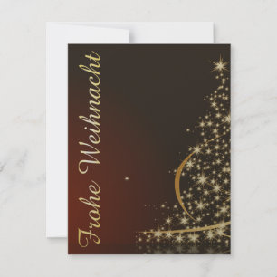 Rotes Weihnachtsmotiv mit goldenem Weihnachtsbaum Invitation