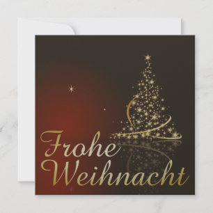 Rotes Weihnachtsmotiv mit goldenem Weihnachtsbaum Invitation
