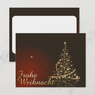 Rotes Weihnachtsmotiv mit goldenem Weihnachtsbaum Invitation