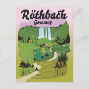 Röthbach Germany vintage style travel poster Postc Announcement Postcard