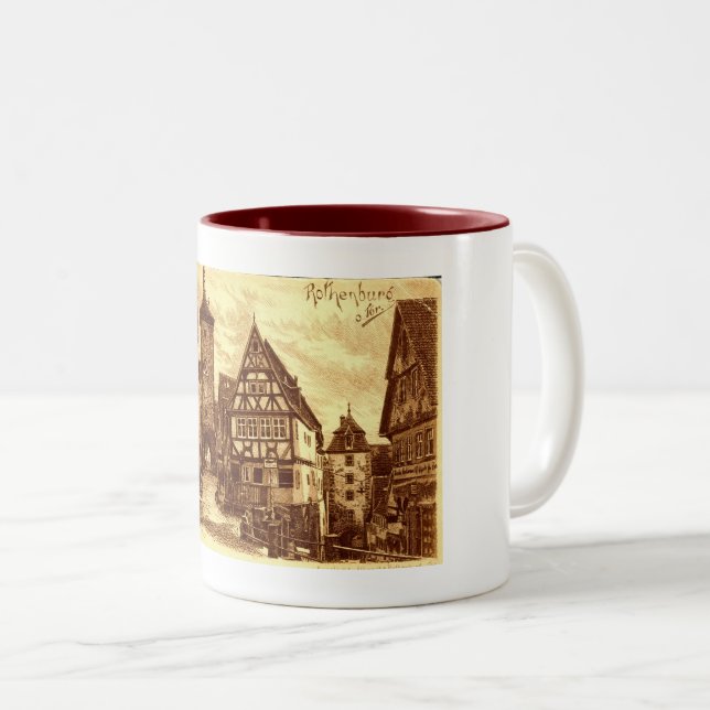 Rothenburg Germany 1907 vintage Two-Tone Coffee Mug (Front Right)