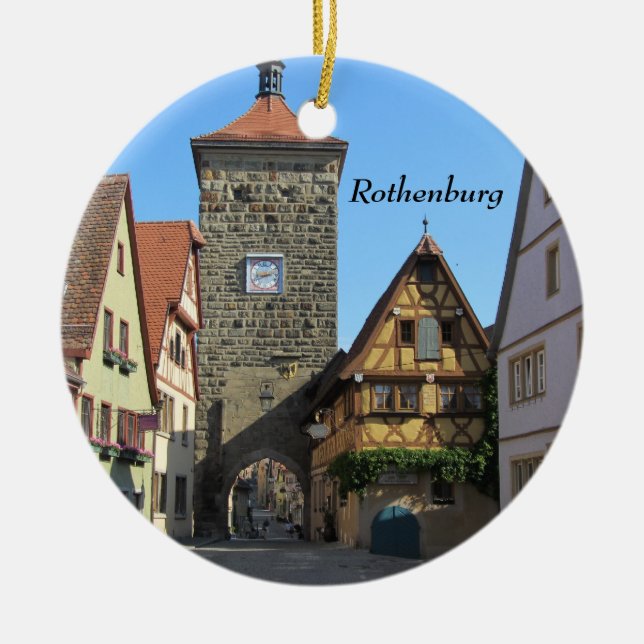 Rothenburg, Germany Ceramic Tree Decoration (Front)