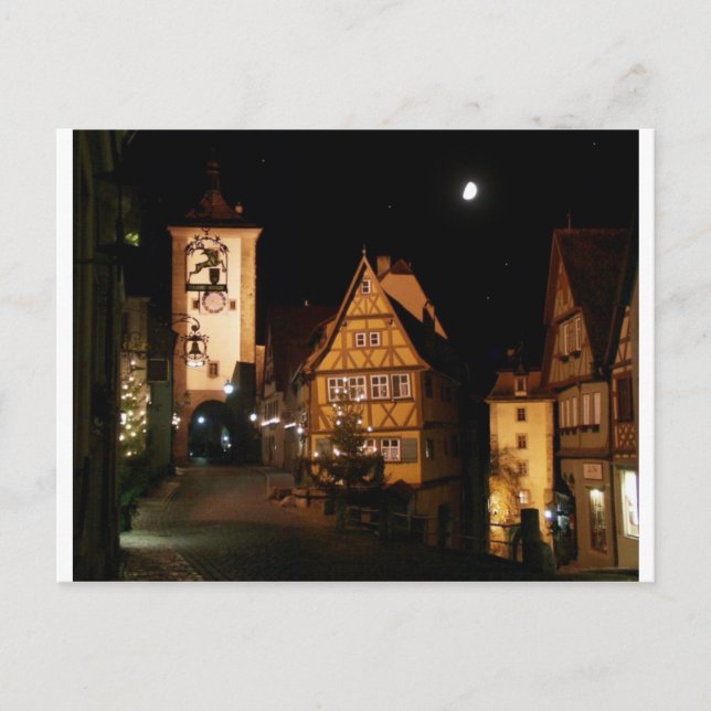 Rothenburg Germany in Moonlight Postcard (Front)