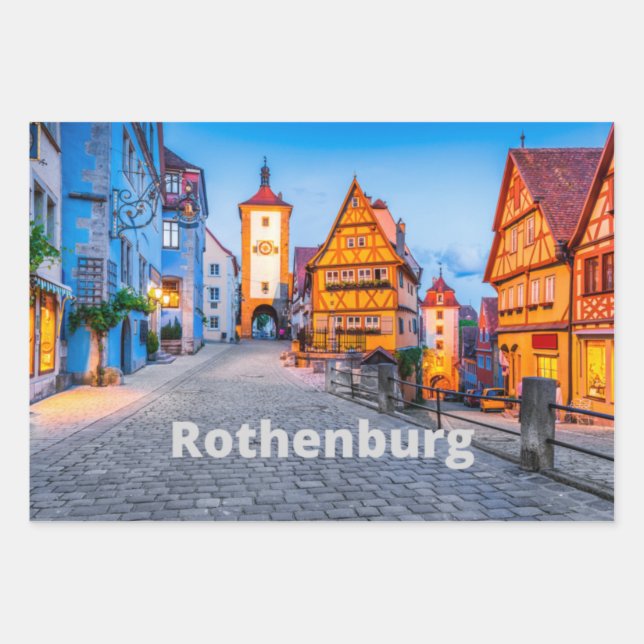 Rothenburg, Germany Street City View  Wrapping Paper Sheet (Front)