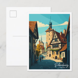 Rothenburg Germany vintage travel illustration Postcard