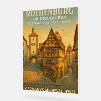 Rothenburg ob der Tauber, Germany Retro Travel Acrylic Sign