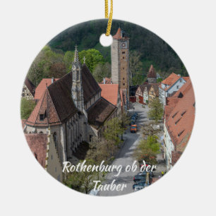 Rothenburg ob der tauber old town from above ceramic tree decoration