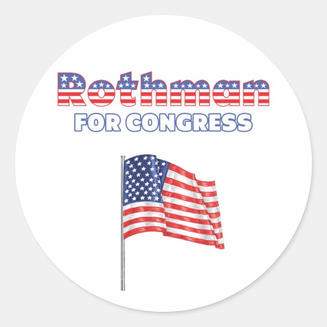 Rothman for Congress Patriotic American Flag Classic Round Sticker (Front)