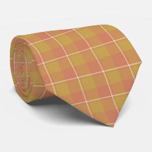 Roti Gold and Japonica Apricot Plaid Neck Tie