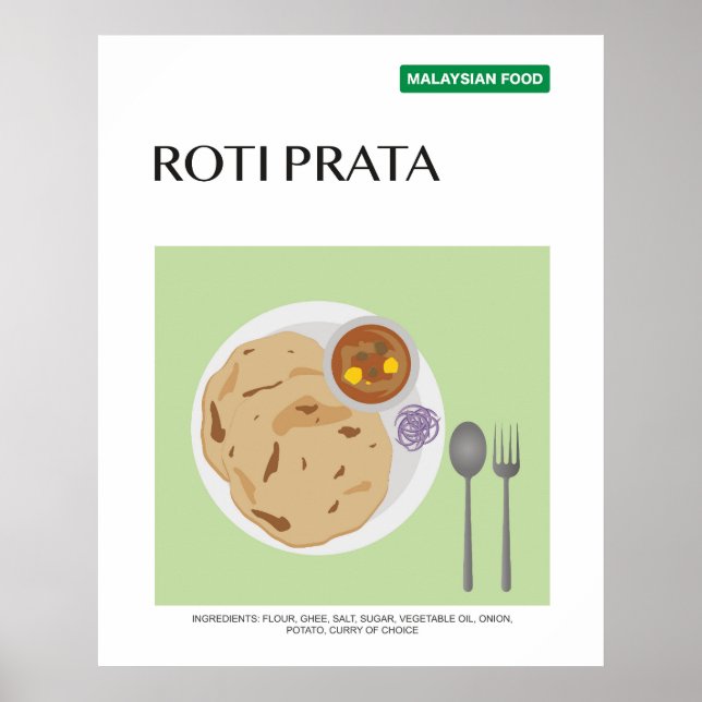 Roti Prata, Malaysia Travel Food Wall Art (Front)