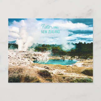 Rotorua hot springs New Zealand travel Postcard