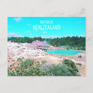 Rotorua hot springs New Zealand  travel Postcard