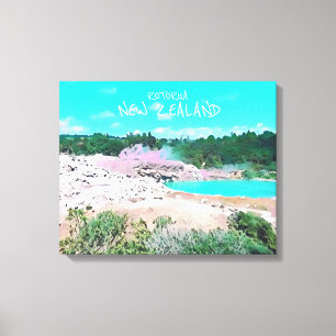 Rotorua hot springs New Zealand travel print