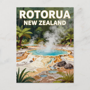 Rotorua New Zealand Hot Spring Scene Postcard
