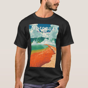 Rotorua New Zealand Illustration Travel Art Retro T-Shirt
