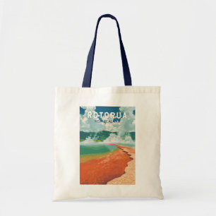 Rotorua New Zealand Illustration Travel Art Retro Tote Bag