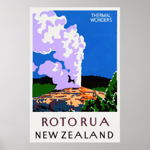 Rotorua New Zealand Vintage Poster 1930s
