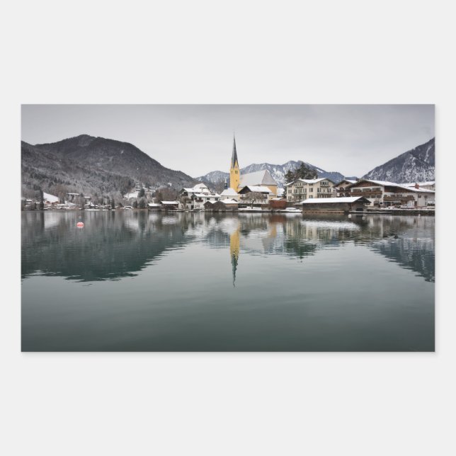 Rottach-Egern at the Tegernsee, Bavaria in winter Rectangular Sticker (Front)