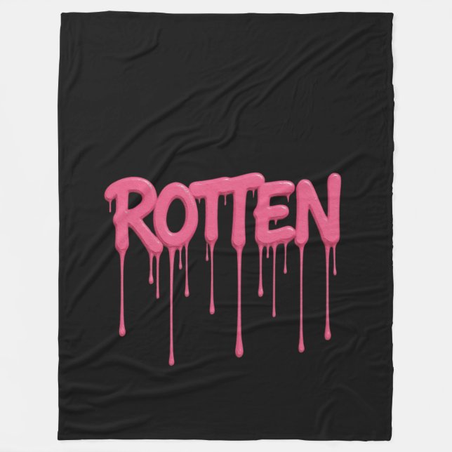 ROTTEN Drip Font Typography Fleece Blanket (Front)
