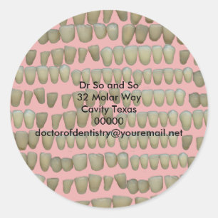Rotten Teeth Dentist Dentistry Orthodontics Pink Classic Round Sticker