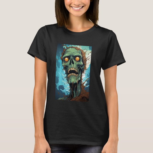 Rotten Zombie Head Corpse Creepy Spooky Halloween  T-Shirt (Front)