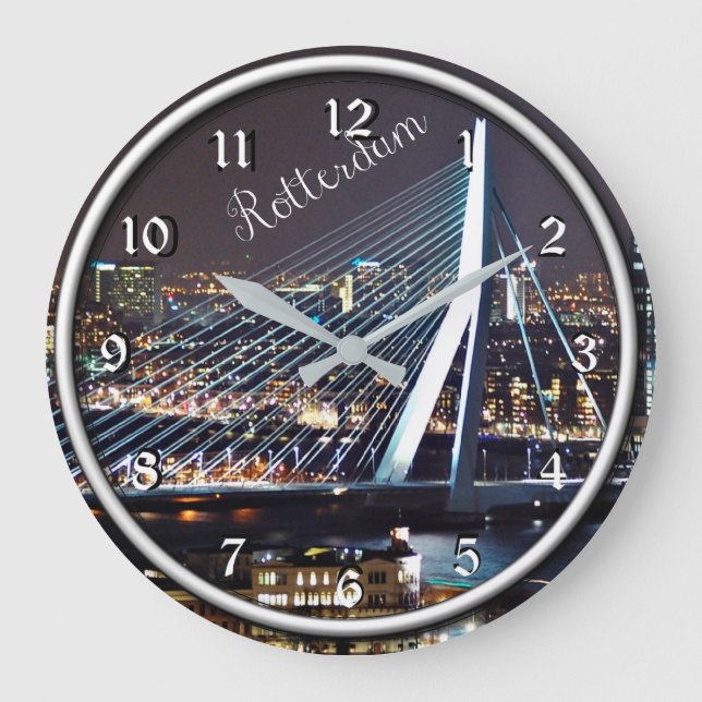 Rotterdam at night cityscape photograph large clock (Front)