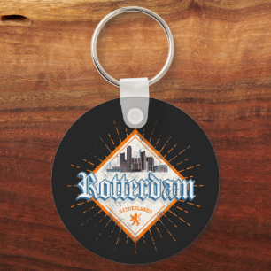 Rotterdam City Netherlands Skyline Dutch Vintage Key Ring