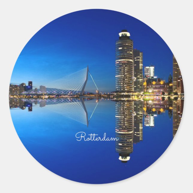 Rotterdam, Landscape Photograph Classic Round Sticker (Front)
