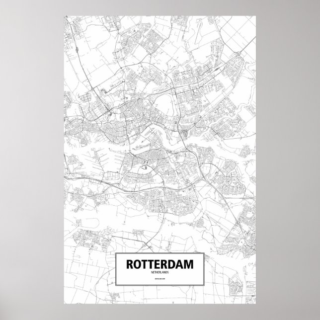 Rotterdam, Netherlands (black on white) Poster (Front)