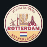 Rotterdam Netherlands City Skyline Emblem Magnet<br><div class="desc">Rotterdam minimalist,  colourful art design featuring monuments and landmarks of the city in Netherlands.</div>