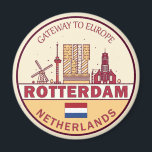 Rotterdam Netherlands City Skyline Emblem Magnet<br><div class="desc">Rotterdam minimalist,  colourful art design featuring monuments and landmarks of the city in Netherlands.</div>