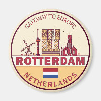 Rotterdam Netherlands City Skyline Emblem