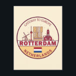 Rotterdam Netherlands City Skyline Emblem Postcard<br><div class="desc">Rotterdam minimalist,  colourful art design featuring monuments and landmarks of the city in Netherlands.</div>