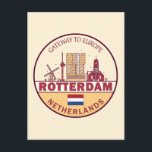 Rotterdam Netherlands City Skyline Emblem Postcard<br><div class="desc">Rotterdam minimalist,  colourful art design featuring monuments and landmarks of the city in Netherlands.</div>
