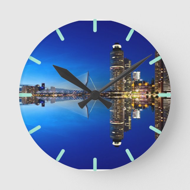 Rotterdam Skyline Cityscape Round Clock (Front)