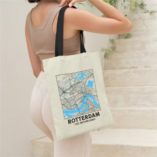 Rotterdam, The Netherlands, City Map Tote Bag