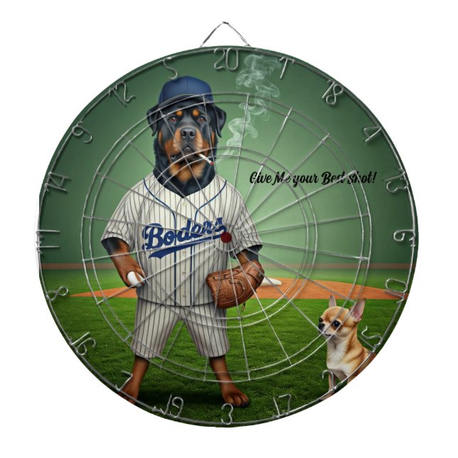 Rottie Maximus Baseball Player with fan Dartboard (Front)