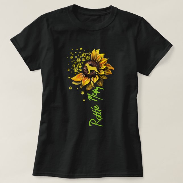 Rottie Mum Sunflower Rottweiler Gifts Dog Mum Mama T-Shirt (Design Front)