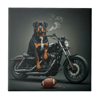 Rottie on a bike tile